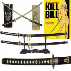 From The Movie Kill Bill The Japanese Hattori Hanzo The Bride & Bill Swords Katana Set with Display Stand